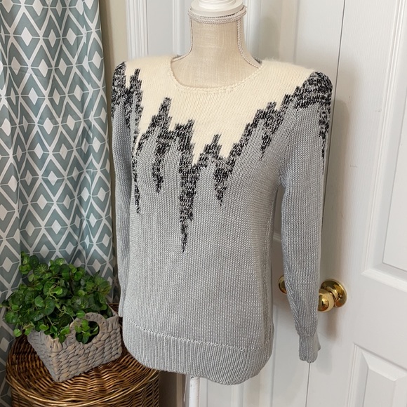 Vintage Gray, Black & Cream Sweater by Angenie / Size Small - Picture 2 of 10